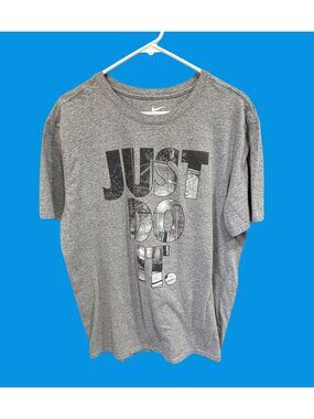 Men’s Nike “Just Do It” Graphic Tee XL Gray Athletic Cut Short Sleeve T‑Shirt
